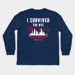 I Survived-The-Nyc-Earthquake Kids Long Sleeve T-Shirt